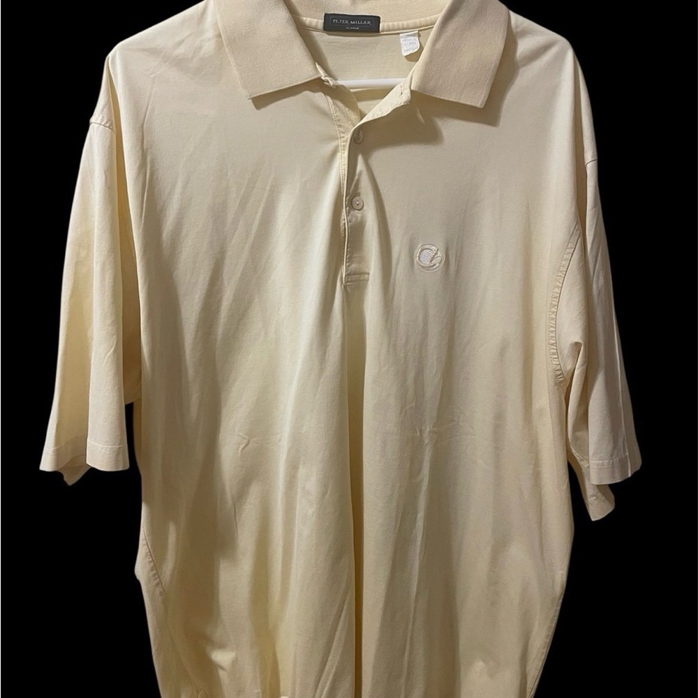 Peter‎ Millar Polo Shirt Mens XL Yellow Golf Performance Athletic Cotton